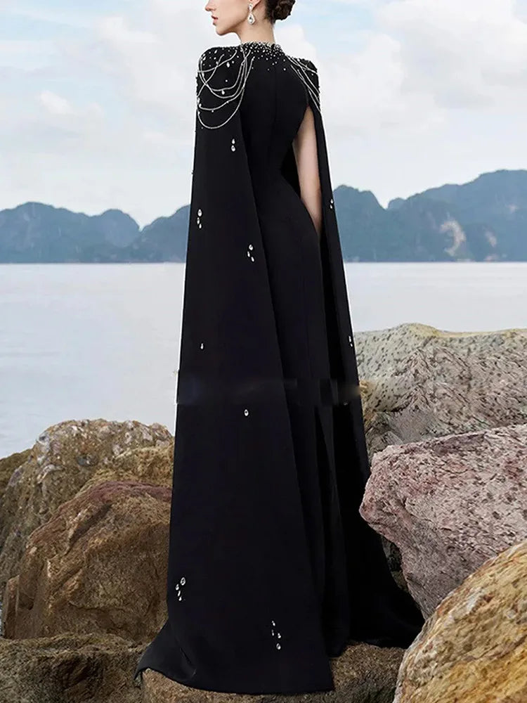 fitted lace wedding dress A Line Beaded Chiffon Boho Wedding Dresses with Cape Sleeves AWD1345 main image 1