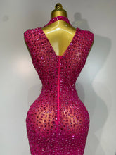 Load image into Gallery viewer, Sexy Mesh See Through Crystal Diamonds  Dress