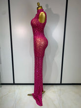 Load image into Gallery viewer, Sexy Mesh See Through Crystal Diamonds  Dress