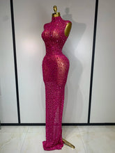 Load image into Gallery viewer, Sexy Mesh See Through Crystal Diamonds  Dress
