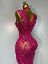 Load image into Gallery viewer, Sexy Mesh See Through Crystal Diamonds  Dress