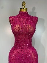 Load image into Gallery viewer, Sexy Mesh See Through Crystal Diamonds  Dress