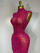 Load image into Gallery viewer, Sexy Mesh See Through Crystal Diamonds  Dress