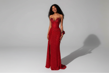 Load image into Gallery viewer, Trumpet Corset Side High Split Prom Dress