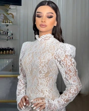 Load image into Gallery viewer, Lace High-Neck Evening Dress