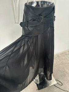 PU Leather Long Skirt
