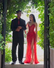 Load image into Gallery viewer, Trumpet Corset Side High Split Prom Dress