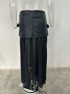 PU Leather Long Skirt