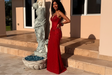 Load image into Gallery viewer, Trumpet Corset Side High Split Prom Dress