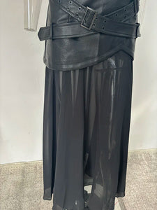 PU Leather Long Skirt