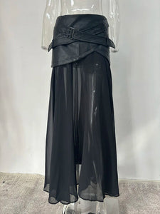 PU Leather Long Skirt