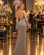 Load image into Gallery viewer, Silver Society Art Deco Beaded Gown