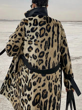 Load image into Gallery viewer, Long Leopard Print Warm Fluffy Faux Fur Trench Coat