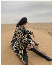 Load image into Gallery viewer, Long Leopard Print Warm Fluffy Faux Fur Trench Coat