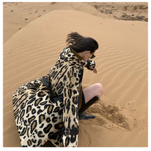 Load image into Gallery viewer, Long Leopard Print Warm Fluffy Faux Fur Trench Coat