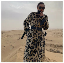 Load image into Gallery viewer, Long Leopard Print Warm Fluffy Faux Fur Trench Coat
