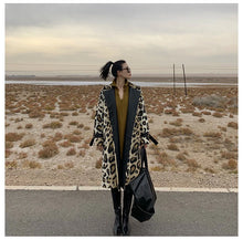 Load image into Gallery viewer, Long Leopard Print Warm Fluffy Faux Fur Trench Coat