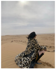 Load image into Gallery viewer, Long Leopard Print Warm Fluffy Faux Fur Trench Coat