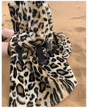 Load image into Gallery viewer, Long Leopard Print Warm Fluffy Faux Fur Trench Coat