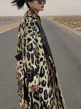 Load image into Gallery viewer, Long Leopard Print Warm Fluffy Faux Fur Trench Coat