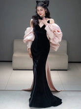 Load image into Gallery viewer, Cat Black Niche Fishtail Evening Gown
