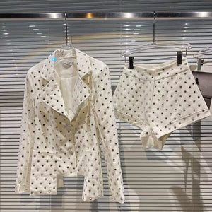 Rhinestone Coat Shorts Suit