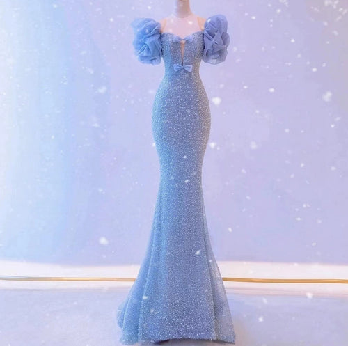 Blue Fancy Evening Dress