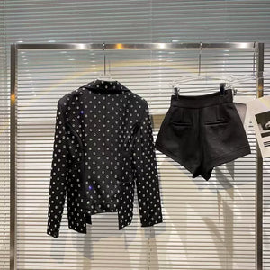 Rhinestone Coat Shorts Suit