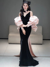 Load image into Gallery viewer, Cat Black Niche Fishtail Evening Gown