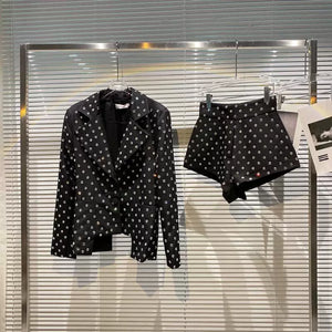 Rhinestone Coat Shorts Suit