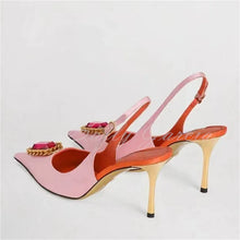 Load image into Gallery viewer, Rosé Jewel Slingback Heels