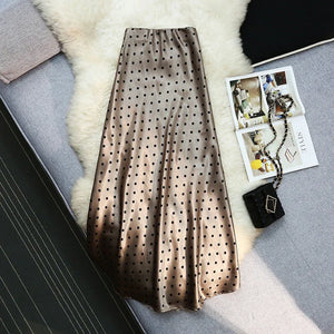 Vintage Polka Dot Satin Mermaid Skirt
