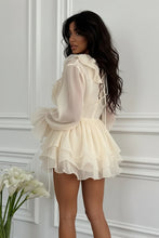 Load image into Gallery viewer, Solid Lace Up Ruffle Mini Vestido