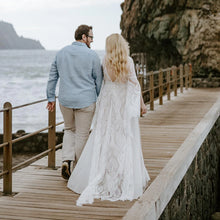 Load image into Gallery viewer, Long Split Bell Sleeves Boho Bridal Gowns