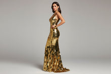 Load image into Gallery viewer, Metallic Luster Maxi Dress