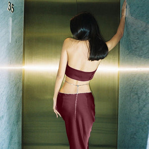 Sexy Backless Long Skirt Set
