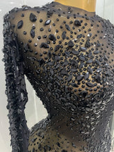 Load image into Gallery viewer, Shinny Rhinestone Stretch Mesh Transparent Dress
