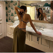 Load image into Gallery viewer, Hollow Out Sequin Halter Dress