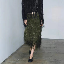 Load image into Gallery viewer, Elegant Tassel Sequin Irregular Long Skirt