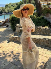 Load image into Gallery viewer, Sexy U-neck Bell Sleeve Knit Maxi Dress