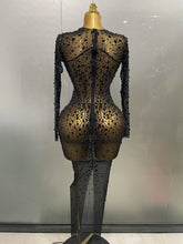 Load image into Gallery viewer, Shinny Rhinestone Stretch Mesh Transparent Dress