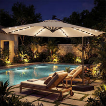 Load image into Gallery viewer, 10ft Solar Patio Umbrella with Base Included