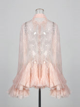 Load image into Gallery viewer, Sheer Spliced Ruffles Folds Mini Dress