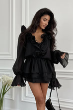 Load image into Gallery viewer, Solid Lace Up Ruffle Mini Vestido