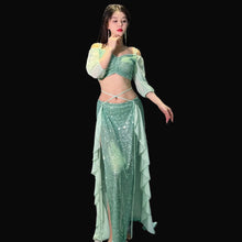 Load image into Gallery viewer, Short Sleeves Top+split Long Skirt 2pcs