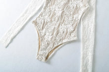 Load image into Gallery viewer, Retro Lace Hook Flower Long Sleeve T-Shirt Romper