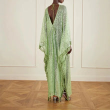 Load image into Gallery viewer, Sage Mirage Tassel Kaftan – The Mineli Edit