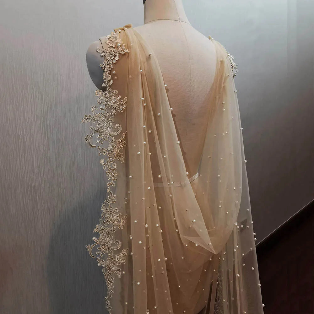 2 Meters Long Lace Bridal Cape