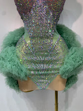 Load image into Gallery viewer, Strapless Backless Green Diamonds Mesh Dress