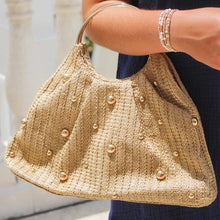 Load image into Gallery viewer, Boho Beaded Straw Handbag